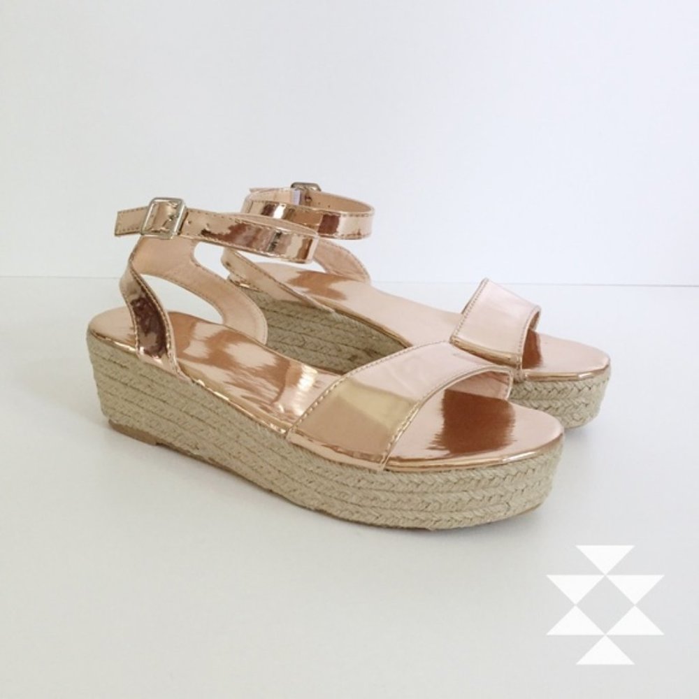 Metallic Rose Gold Platform Sandals